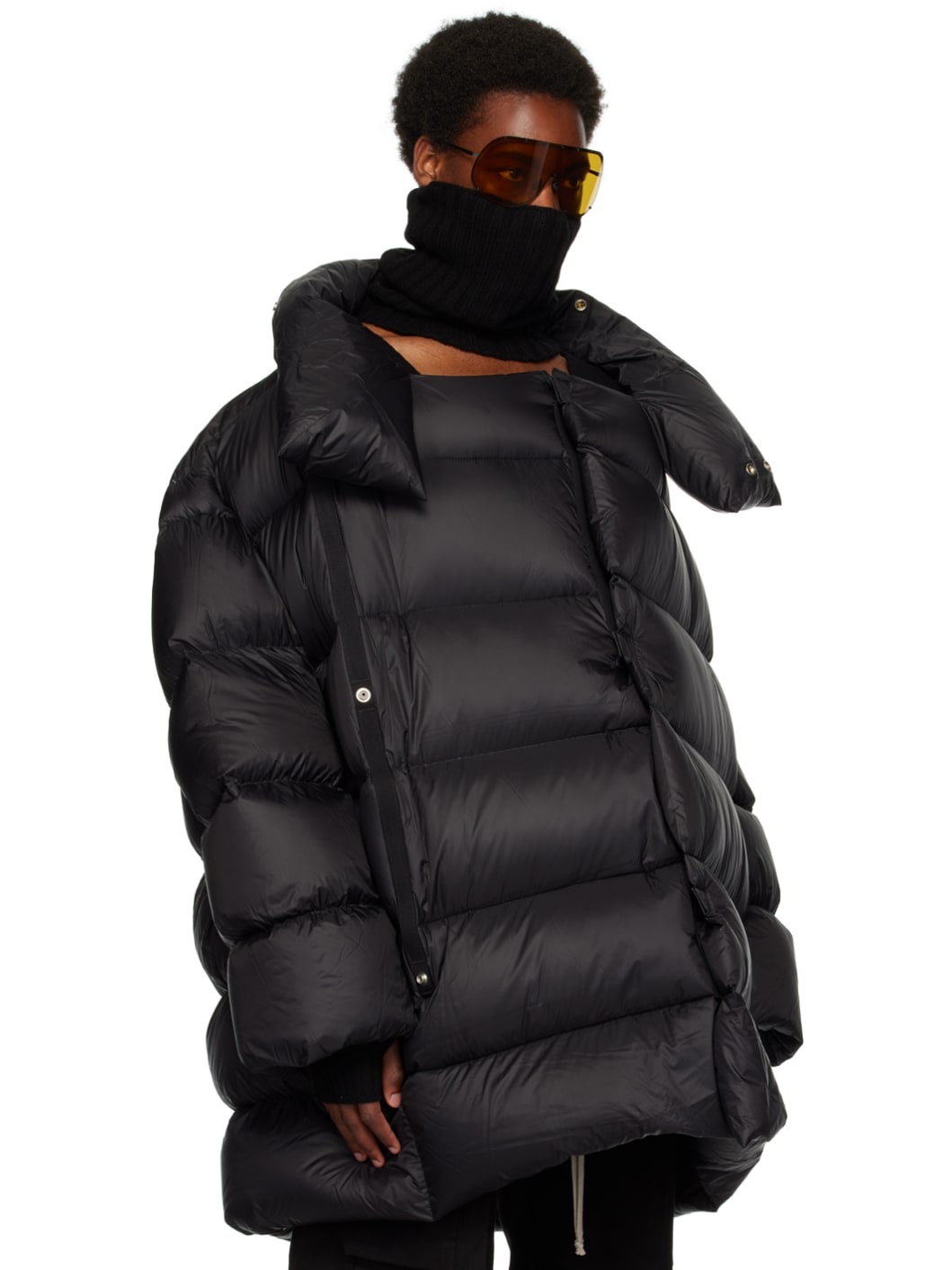 Black Jumbo Drella Down Coat - 2