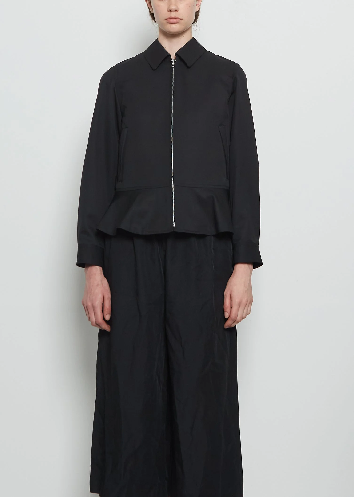 Wool Tech Peplum Zip Up - 1