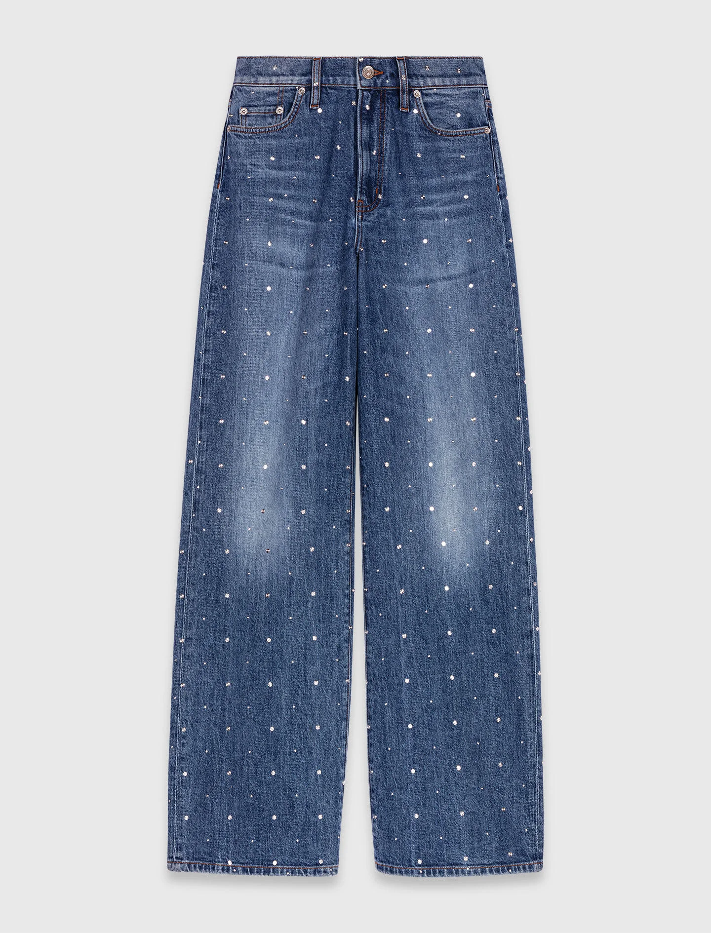 Wide-leg denim jeans with studs - 1