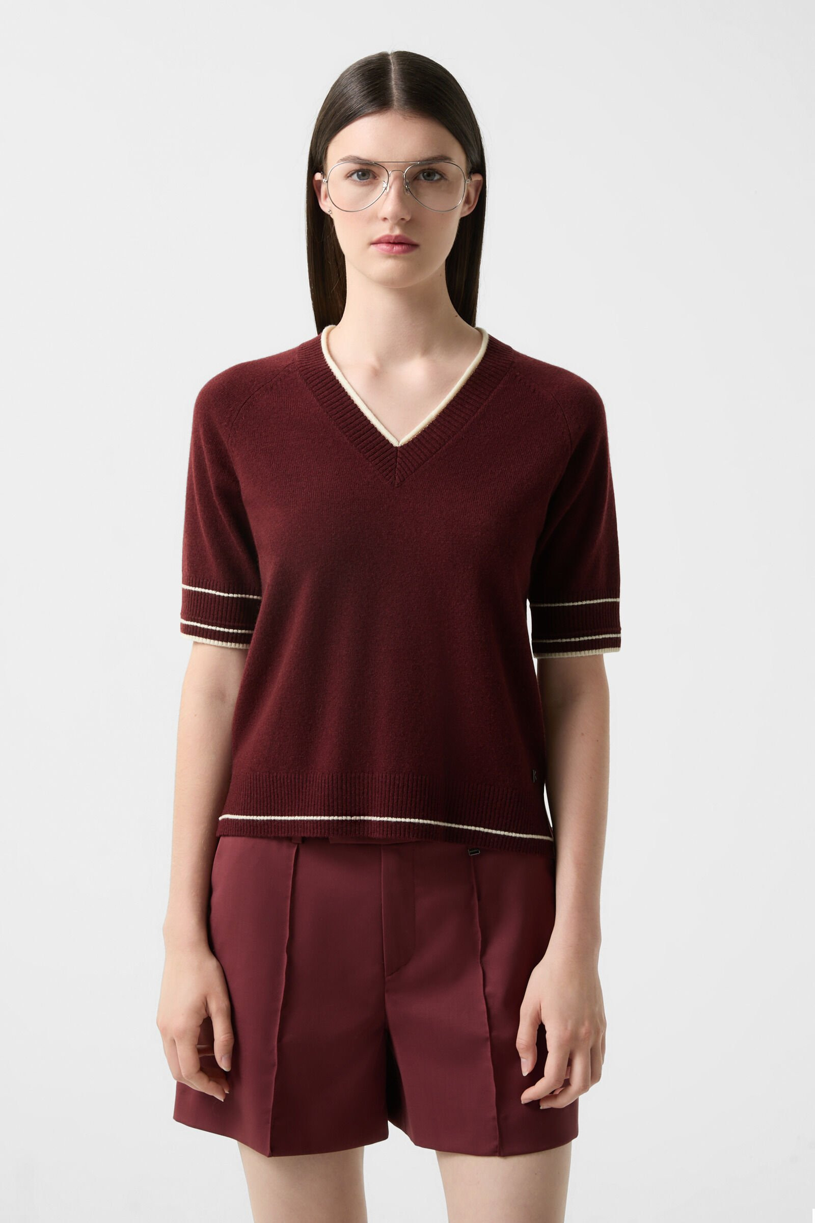 Chiri knitted shirt in Wine red - 2