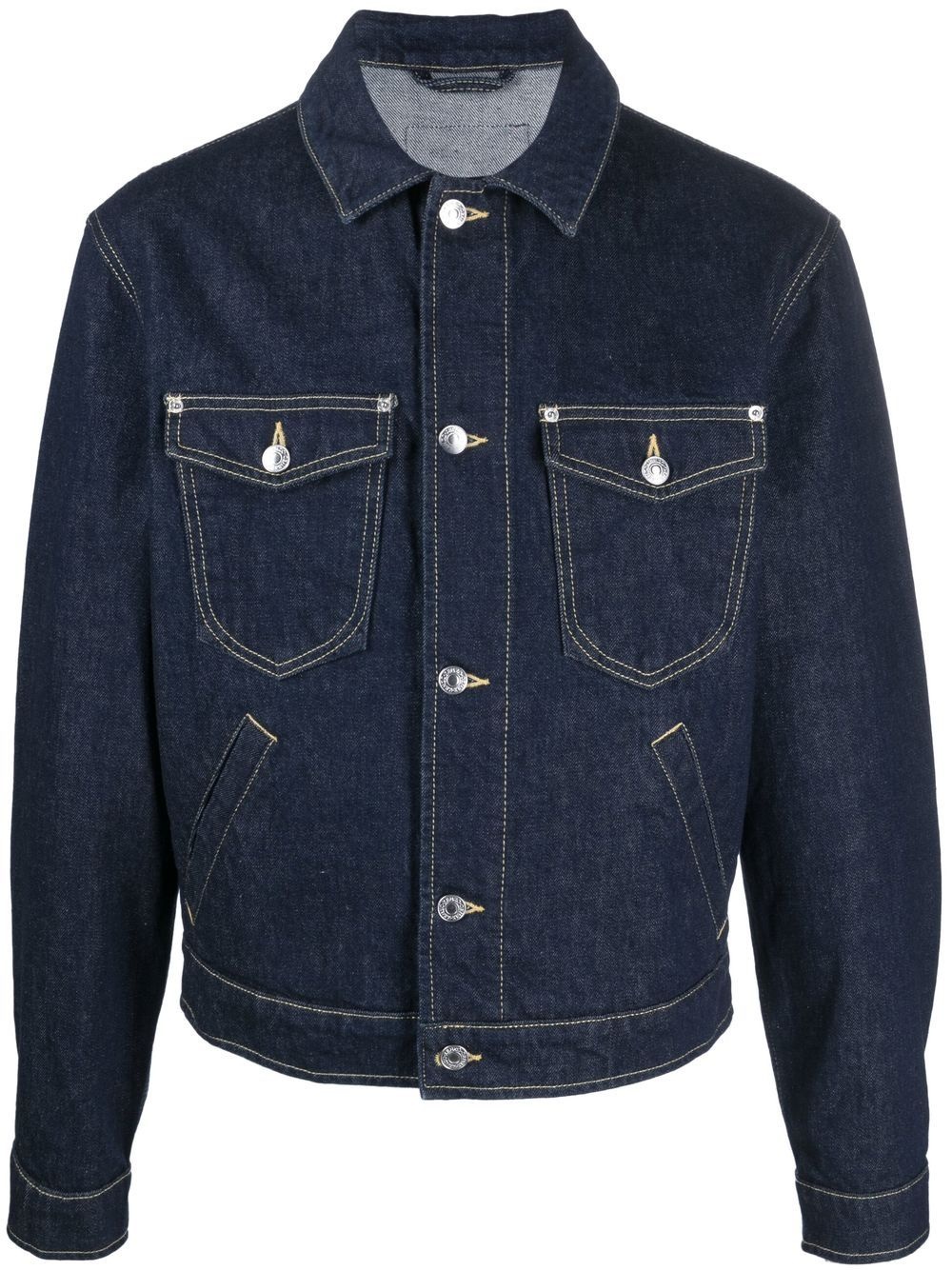 logo-patch denim trucker jacket - 1