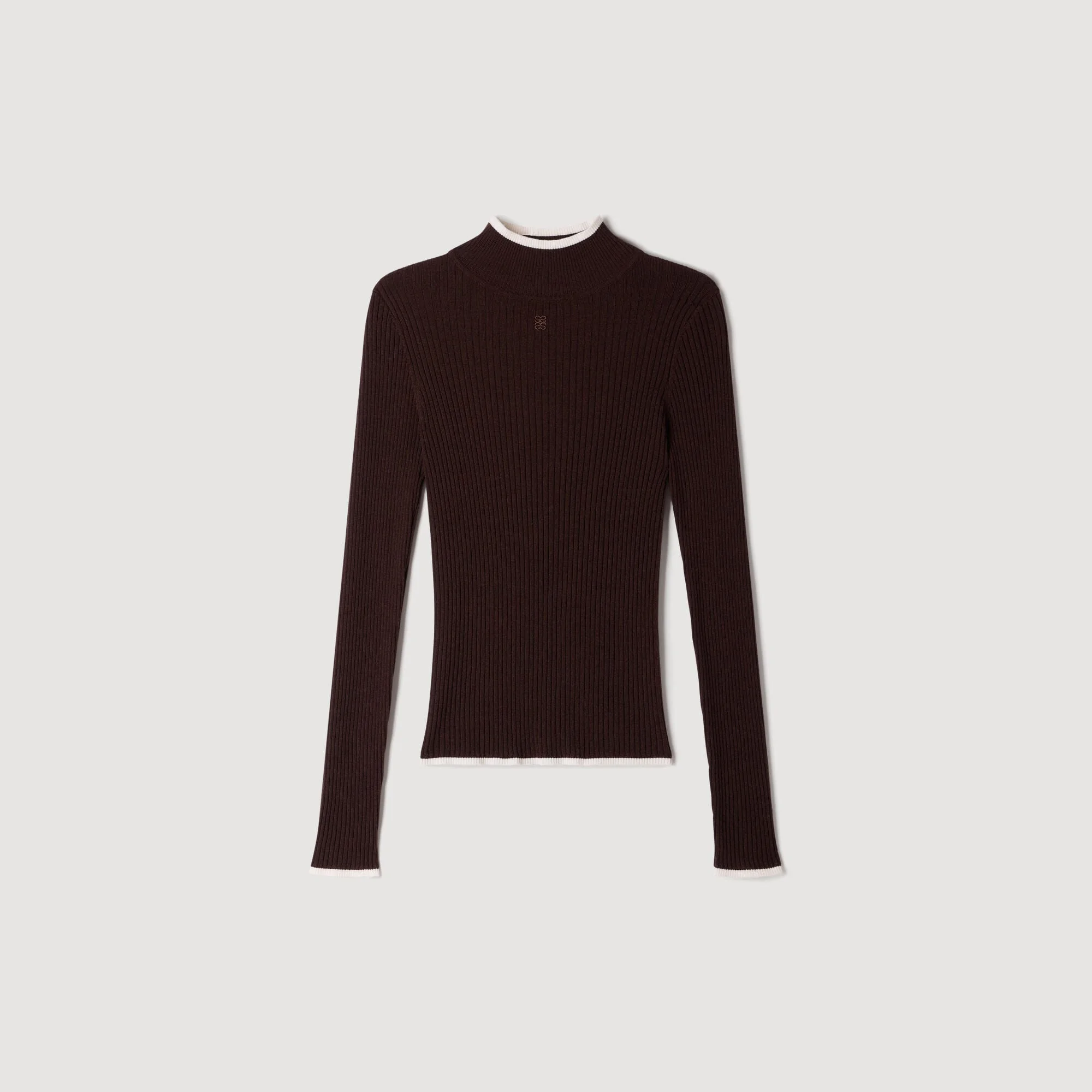 RIBBED MOCK NECK SWEATER - 1