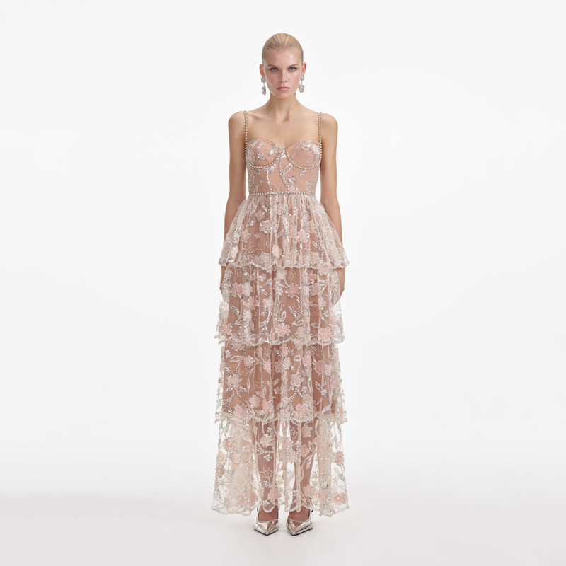 Flower Sequin Tier Maxi Dress 1