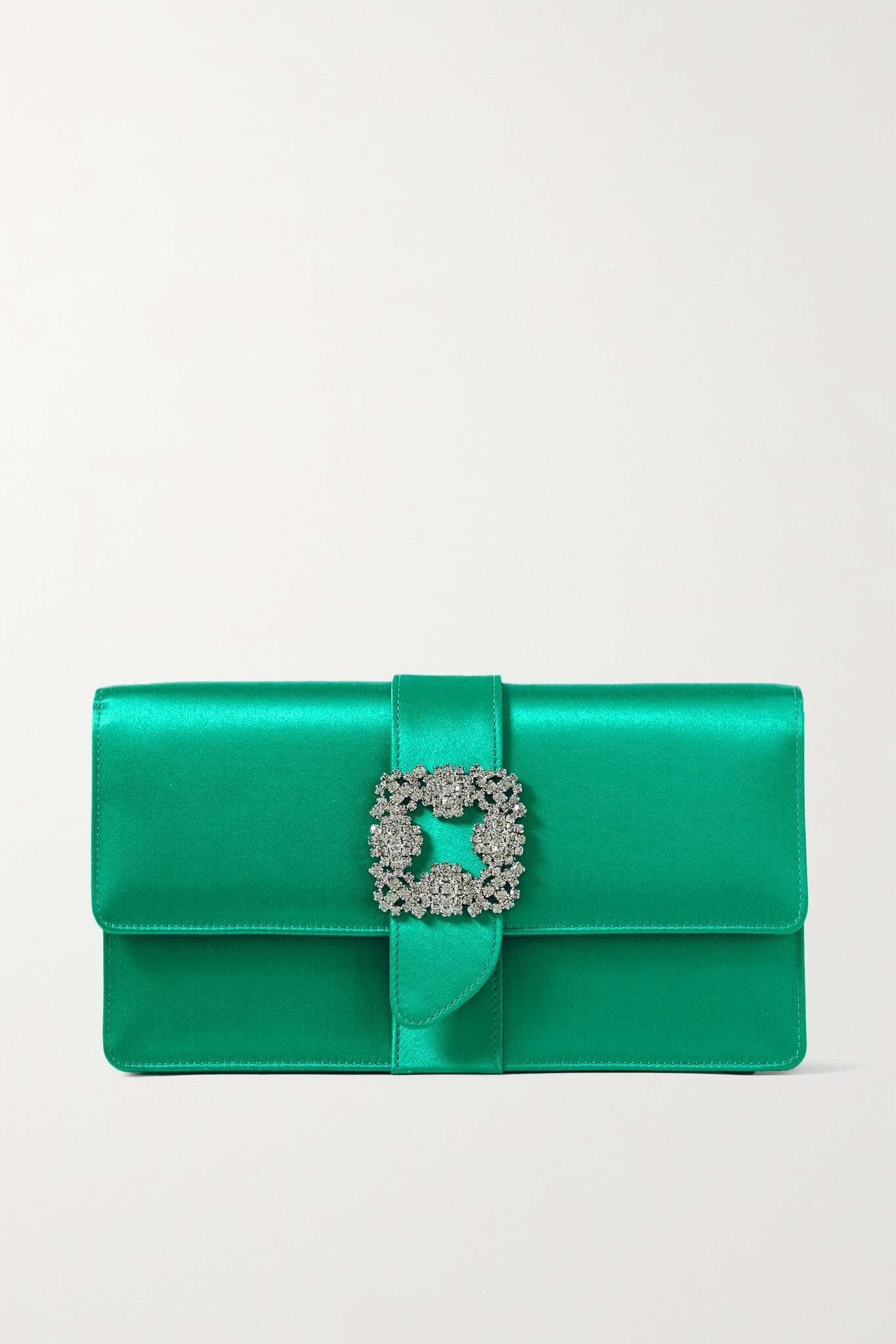 Capri crystal-embellished satin clutch - 1