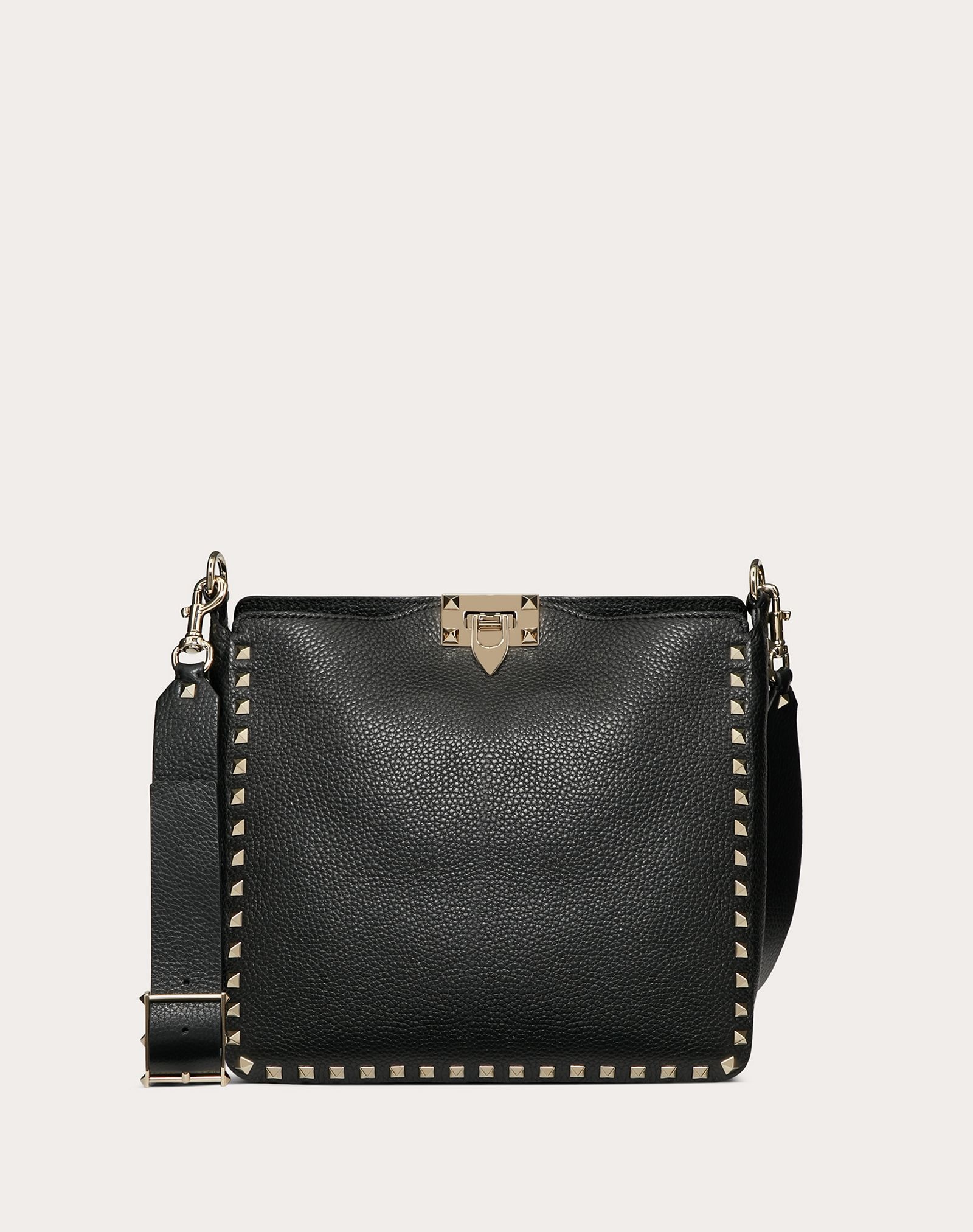 Small Rockstud Grainy Leather Hobo Bag - 1