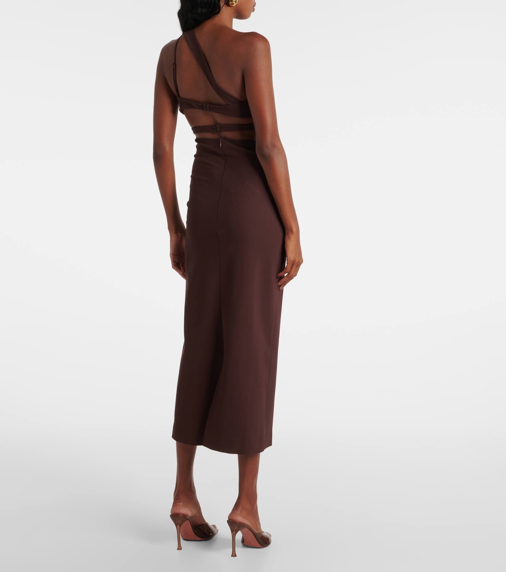 Asymmetric silk midi dress - 3