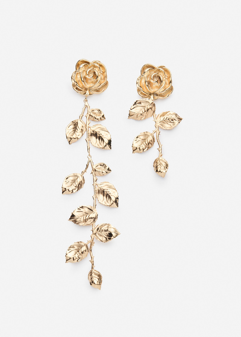 Cascading rose earrings in gold 1