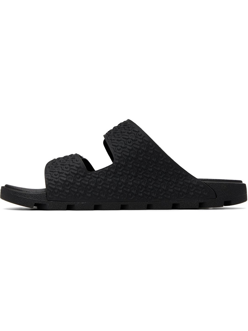 HUGO Black Monogram Riptape Strap Sandals outlook