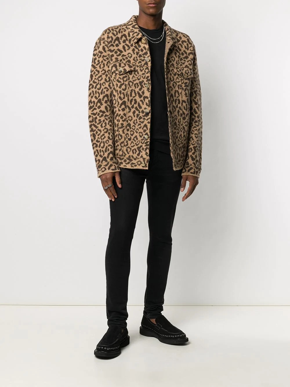 knitted leopard print jacket - 2