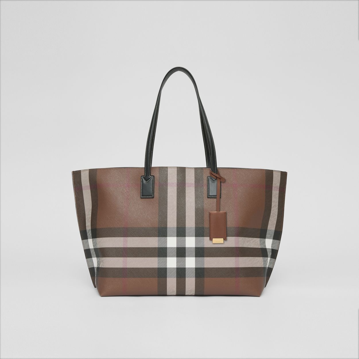 Medium Check and Leather Tote - 1