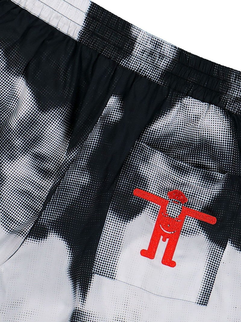 portrait-print embroidered logo shorts 5