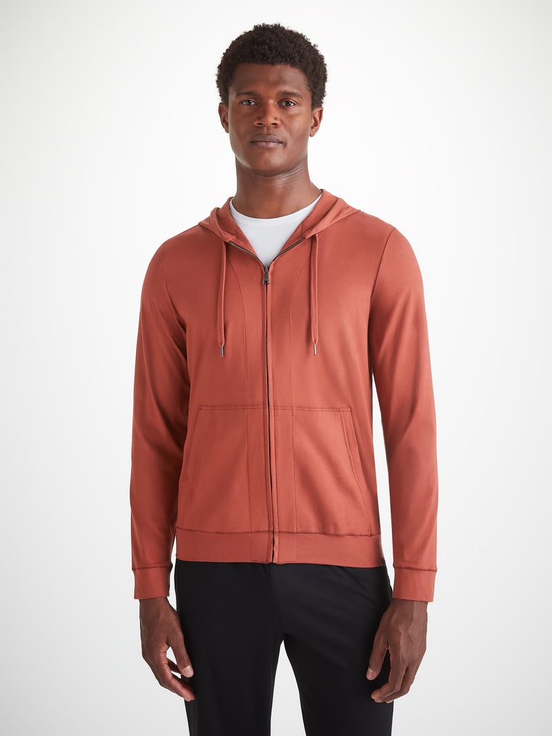 Men's Hoodie Basel Micro Modal Stretch Rust Red - 3