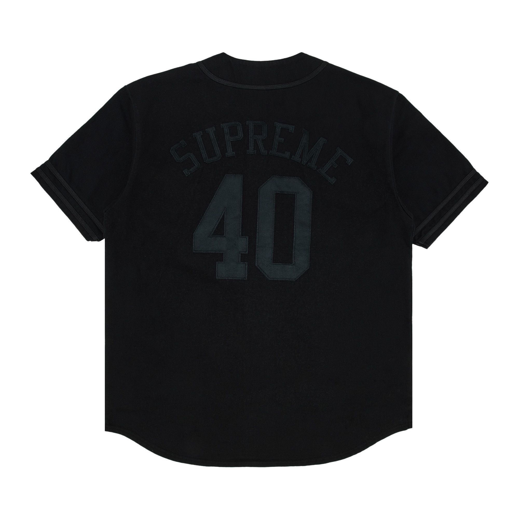 Supreme x 40 Acres Twill Baseball Jersey 'Black' - 2