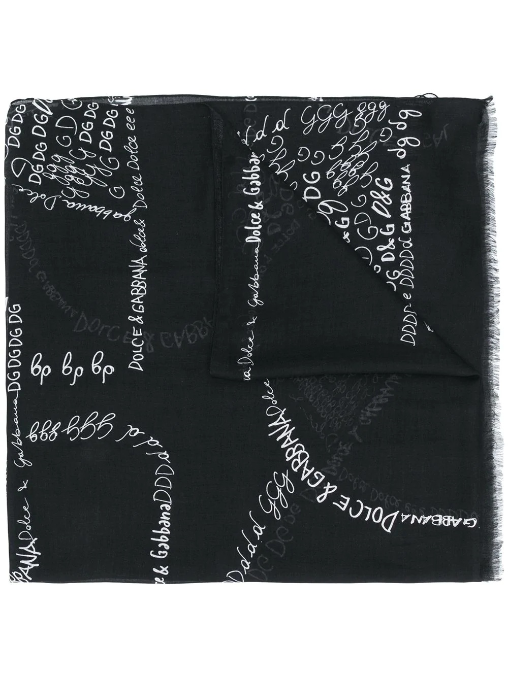 logo-print fringed scarf - 1