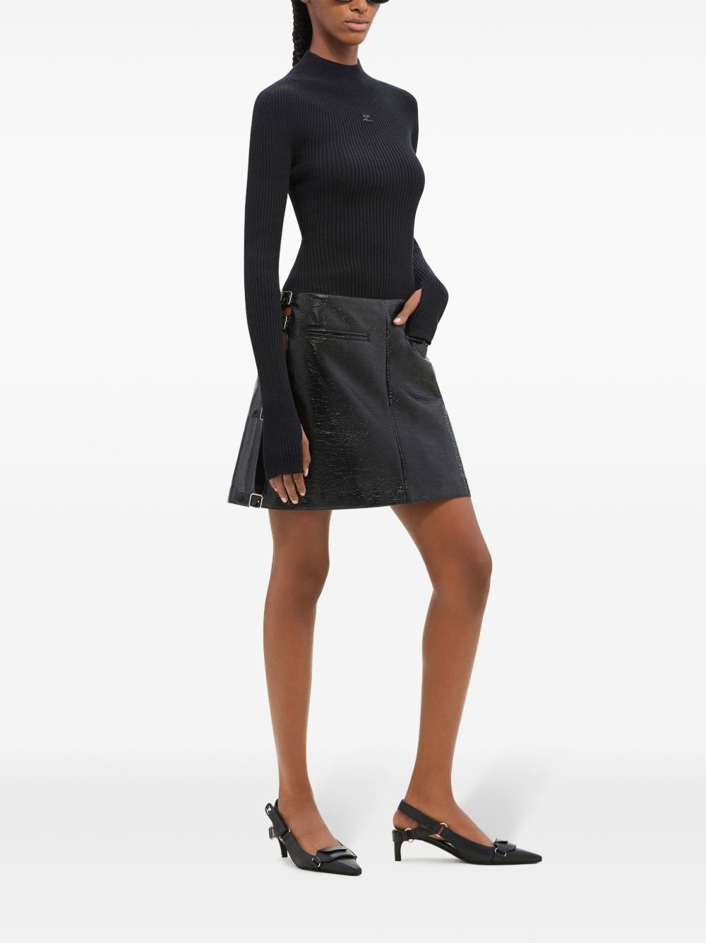 buckled coated miniskirt - 3