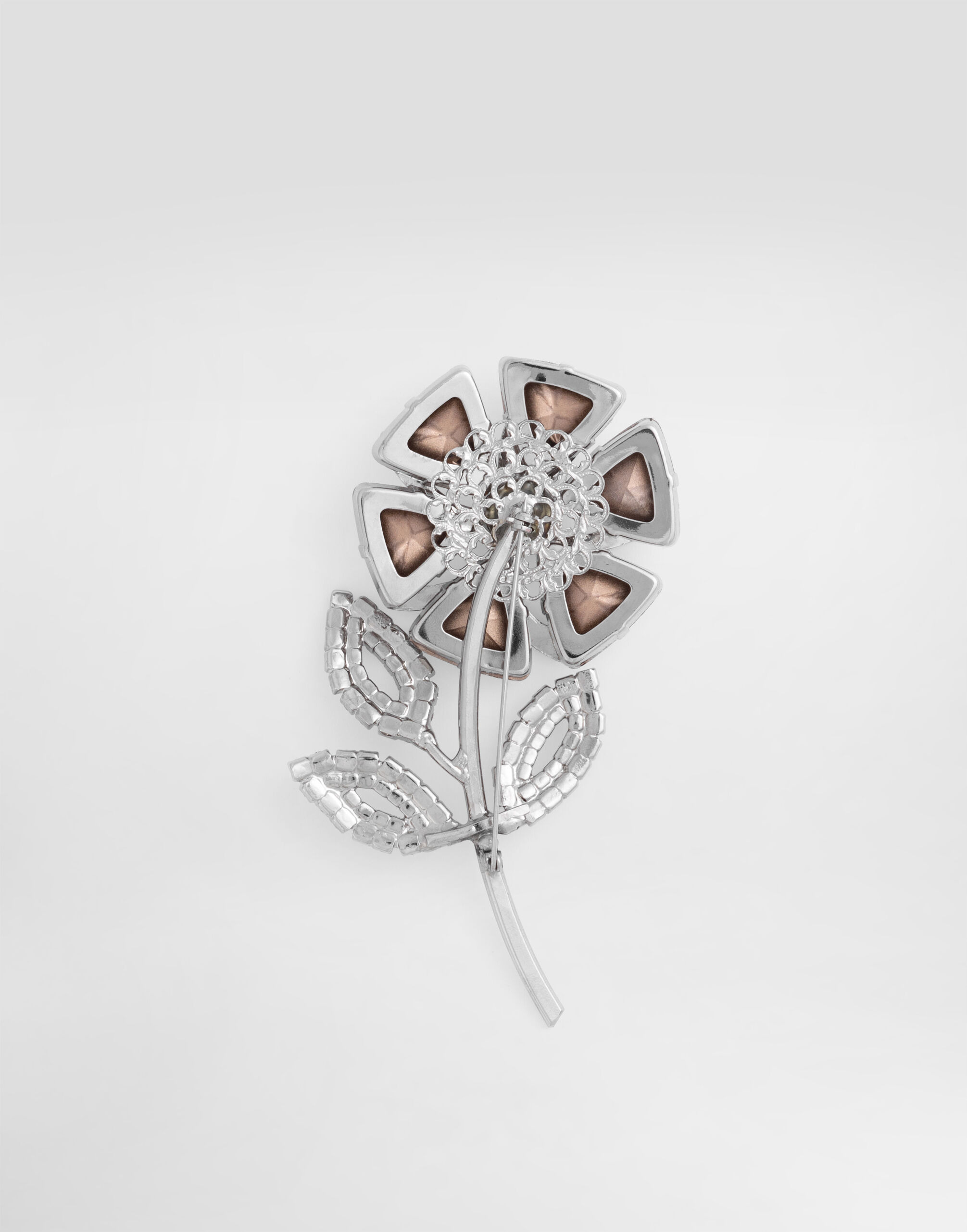 Maxi flower brooch with rhinestones - 2