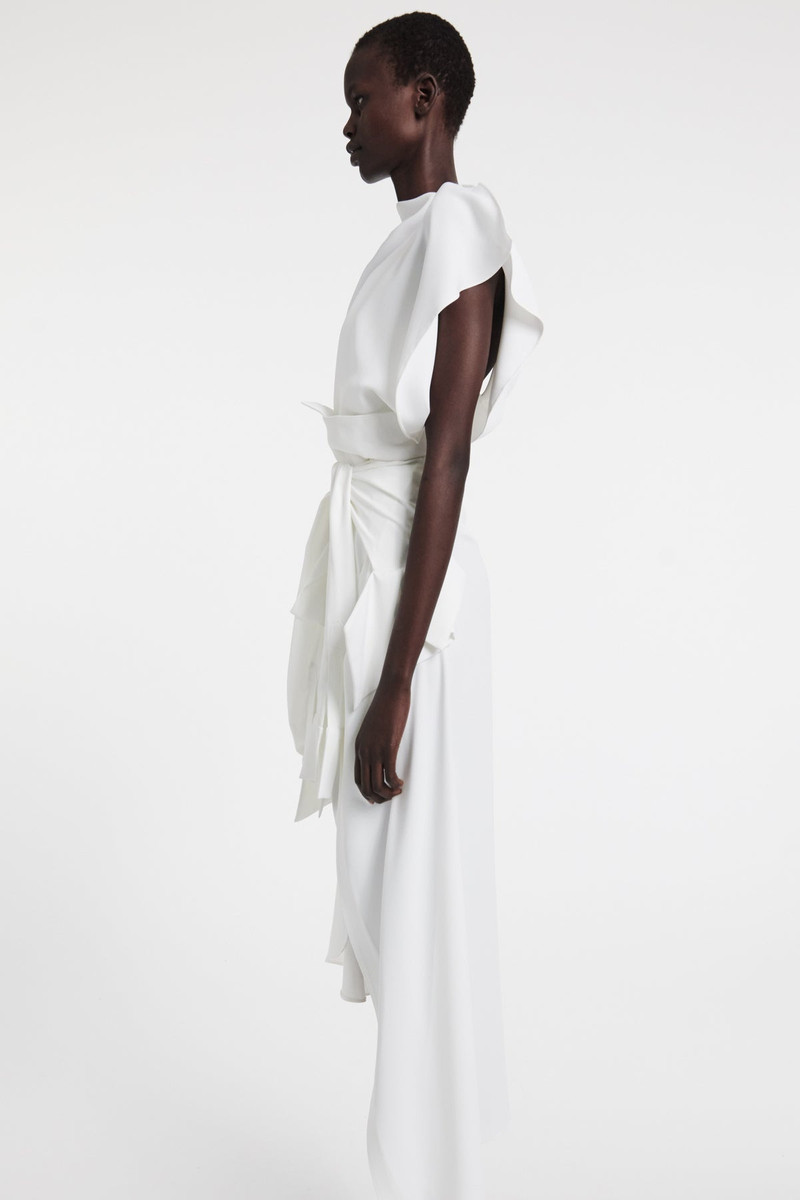 DECONSTRUCTED SHIRT SKIRT WITH SLEEVE BELT WHITE 5