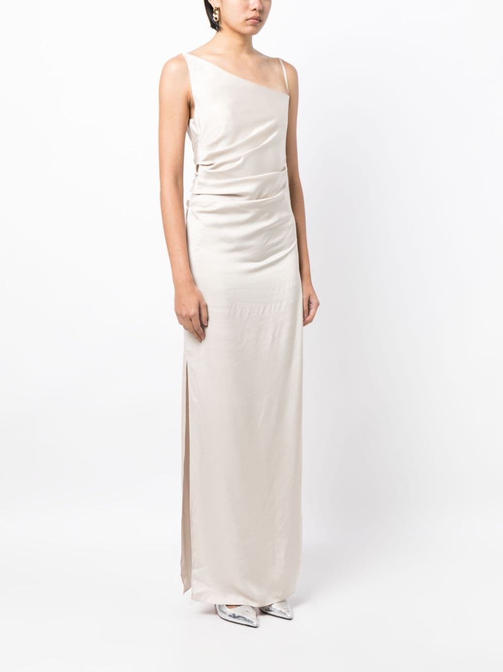 draped-design side-slit dress - 3