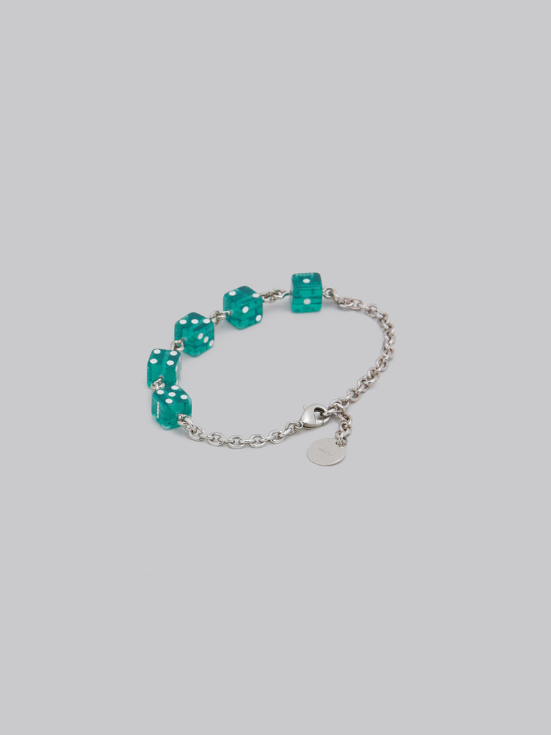 LARGE RHINESTONE DICE CHARM BRACELET 3