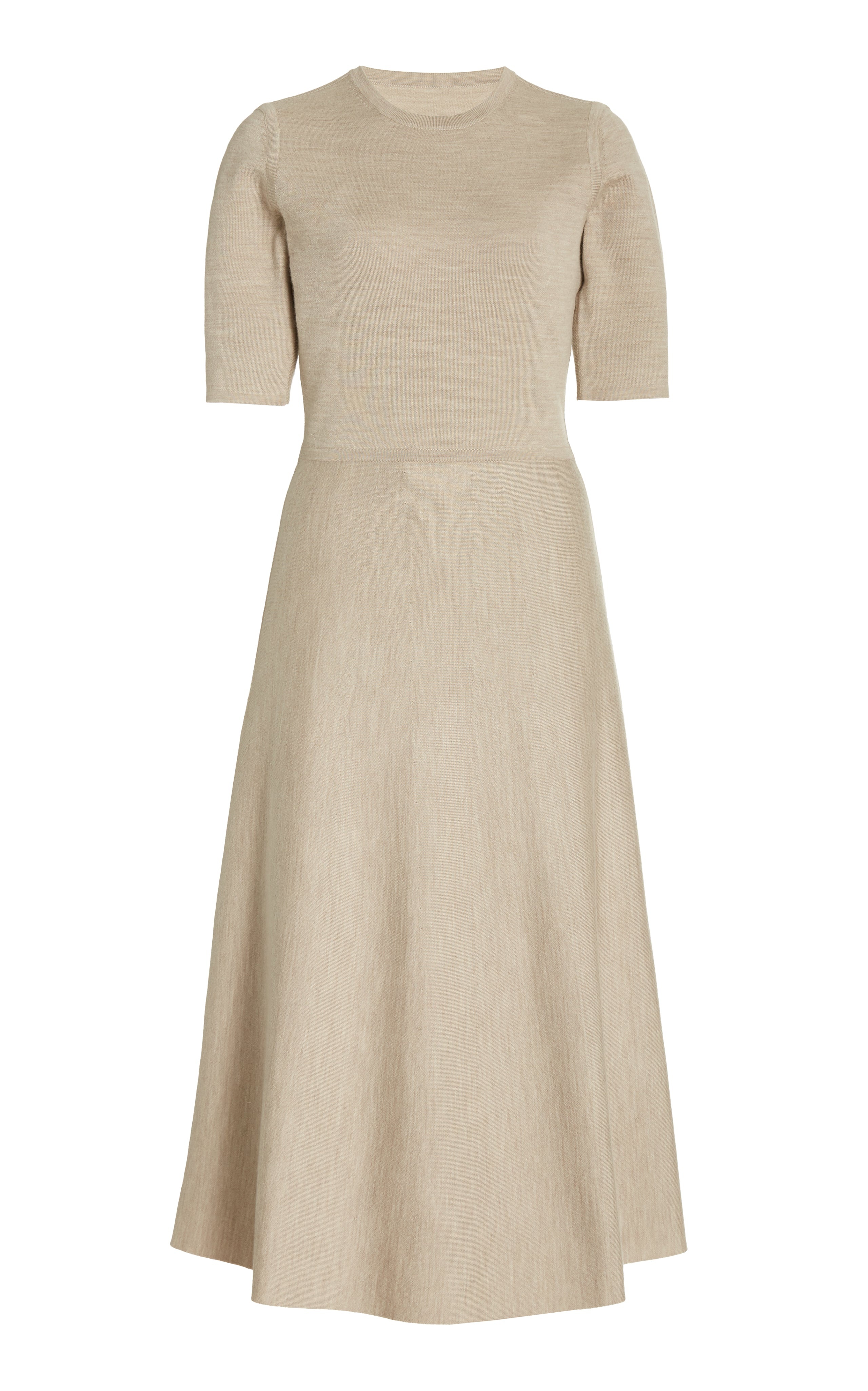 Seymore Knit Dress in Oatmeal Cashmere Wool with Silk - 1