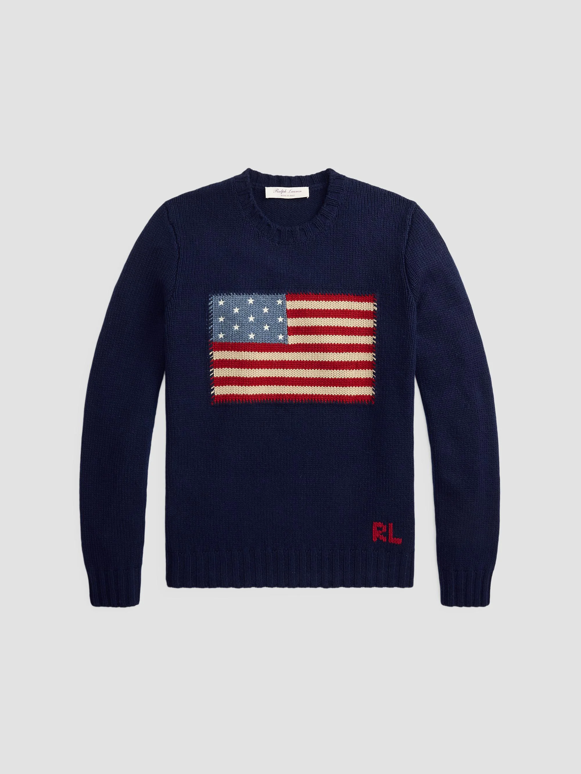 Men's American Flag Cashmere Pullover Sweater - Classic Chairman Navy - 1