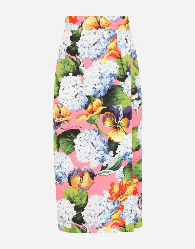 Hydrangea-print cady pencil skirt - 3