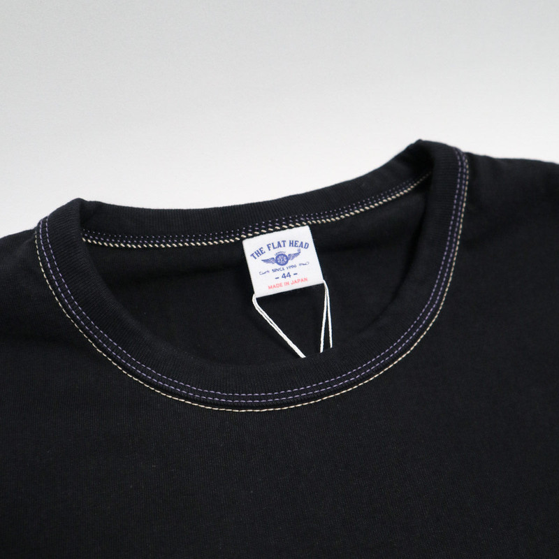 THE FLAT HEAD FN-THC-202 Flying Wheel Tee Black Ivory outlook