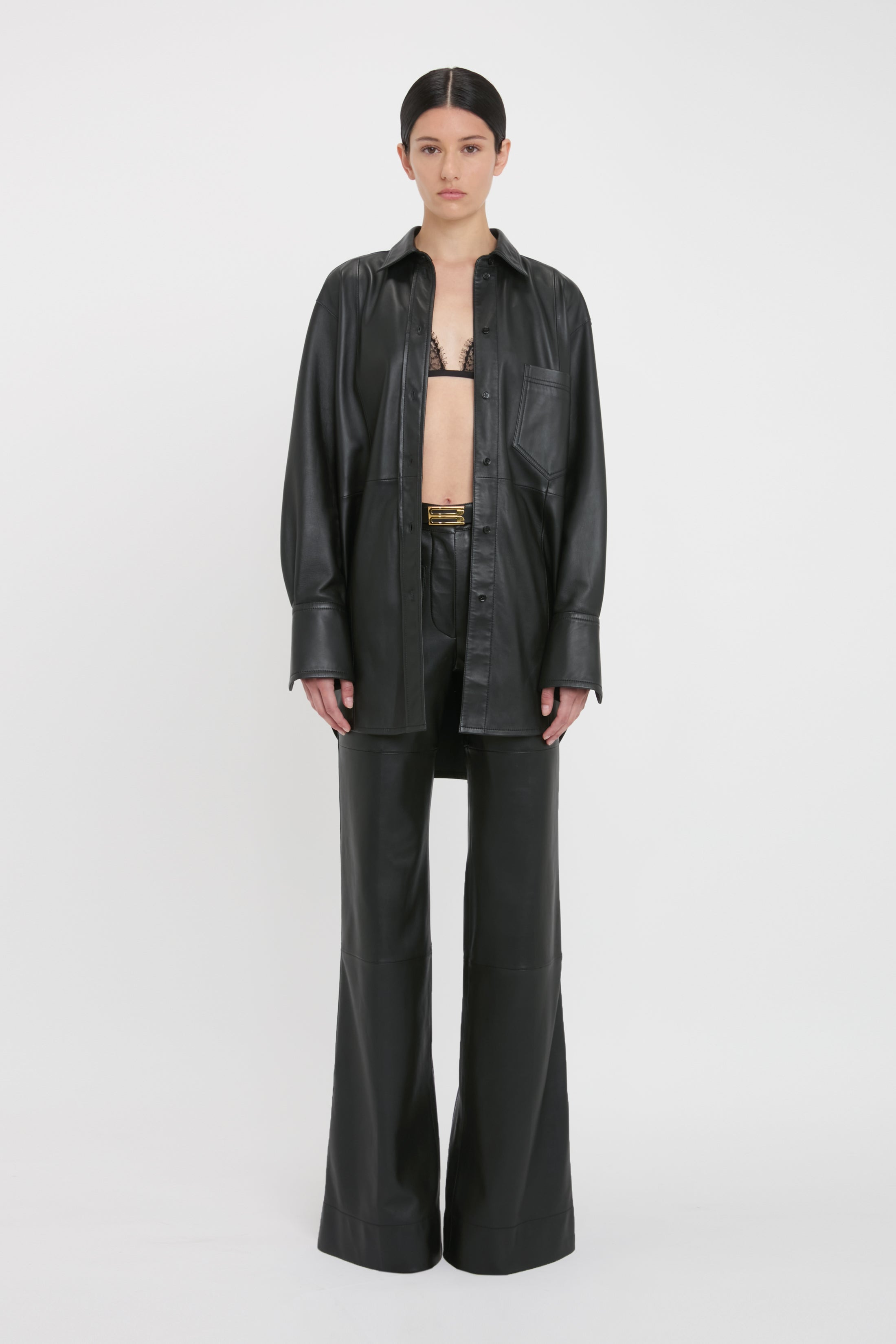 Oversized Shirt In Black Leather - 2