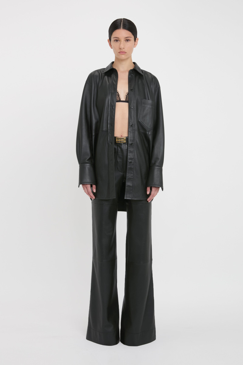 Victoria Beckham Oversized Shirt In Black Leather outlook