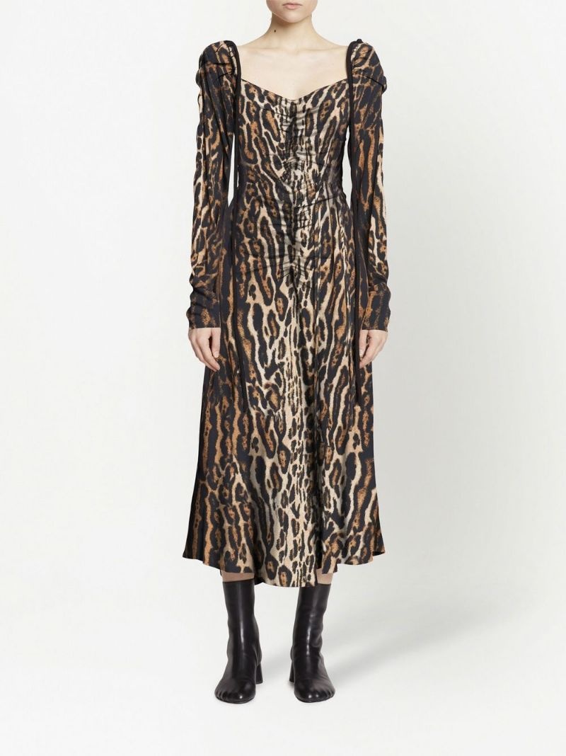 leopard crepe de Chine cinched dress - 2