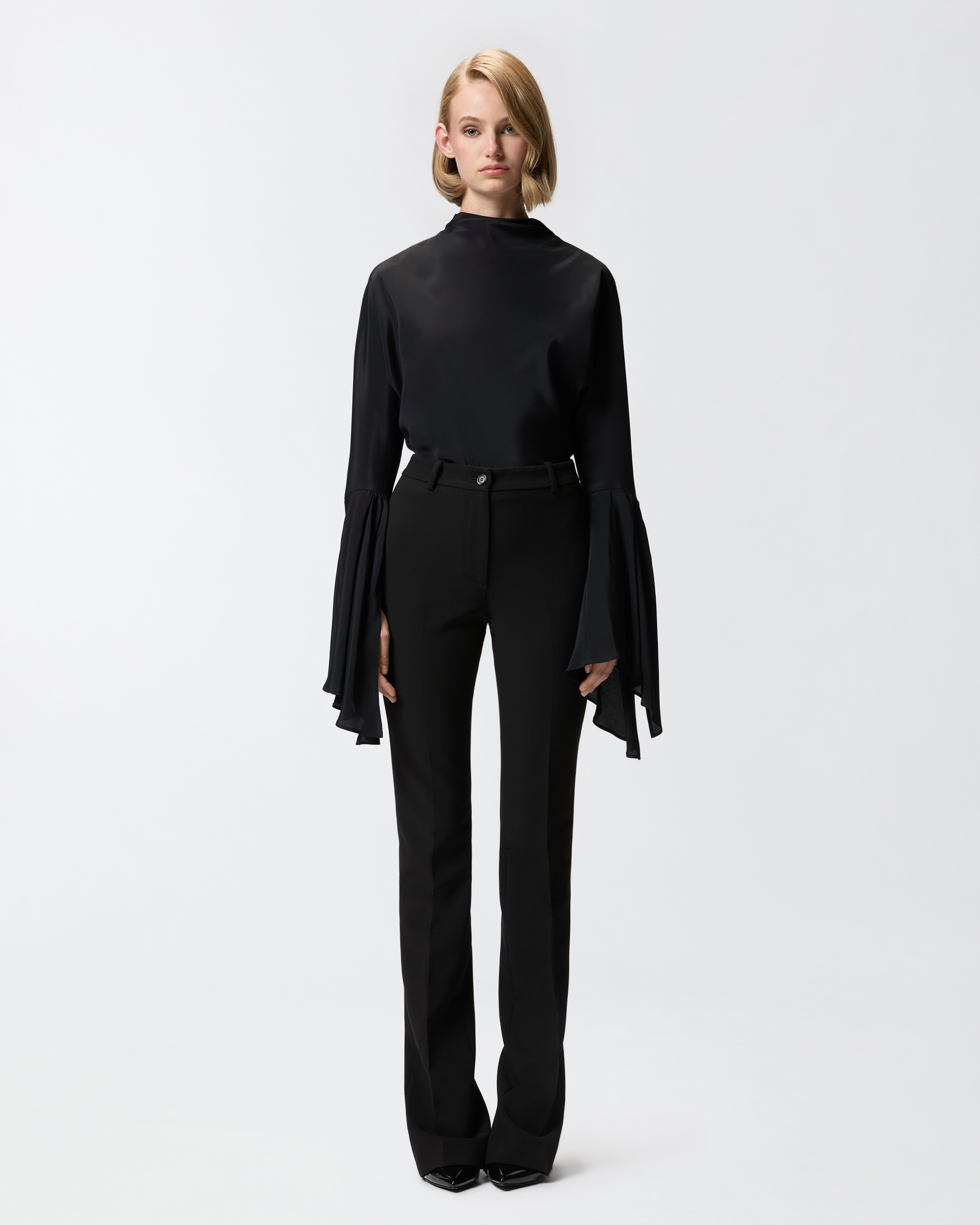 CREPE DE CHINE BLOUSE WITH REAR NECKLINE - 3
