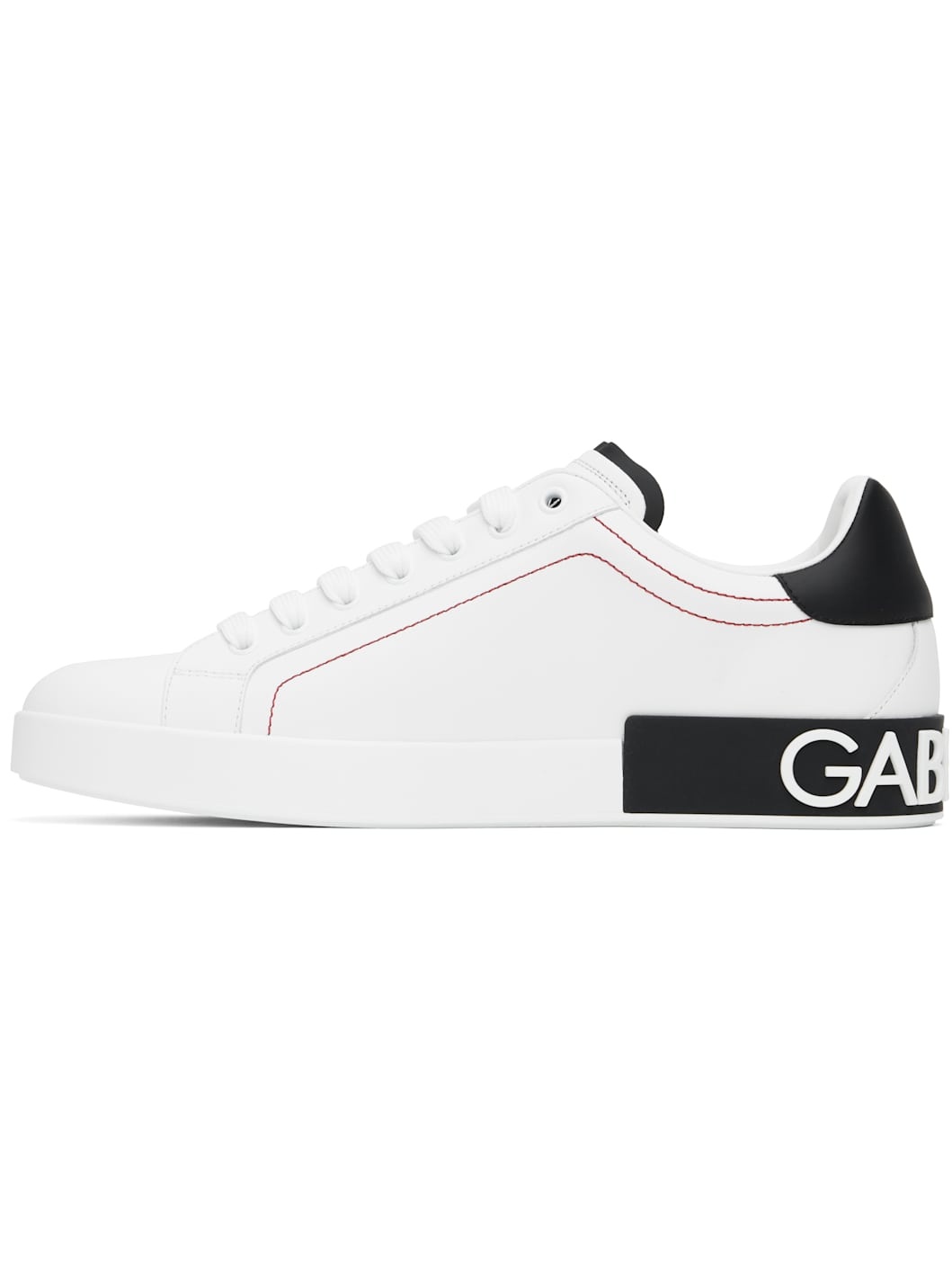 White & Black Calfskin Nappa Portofino Sneakers - 3