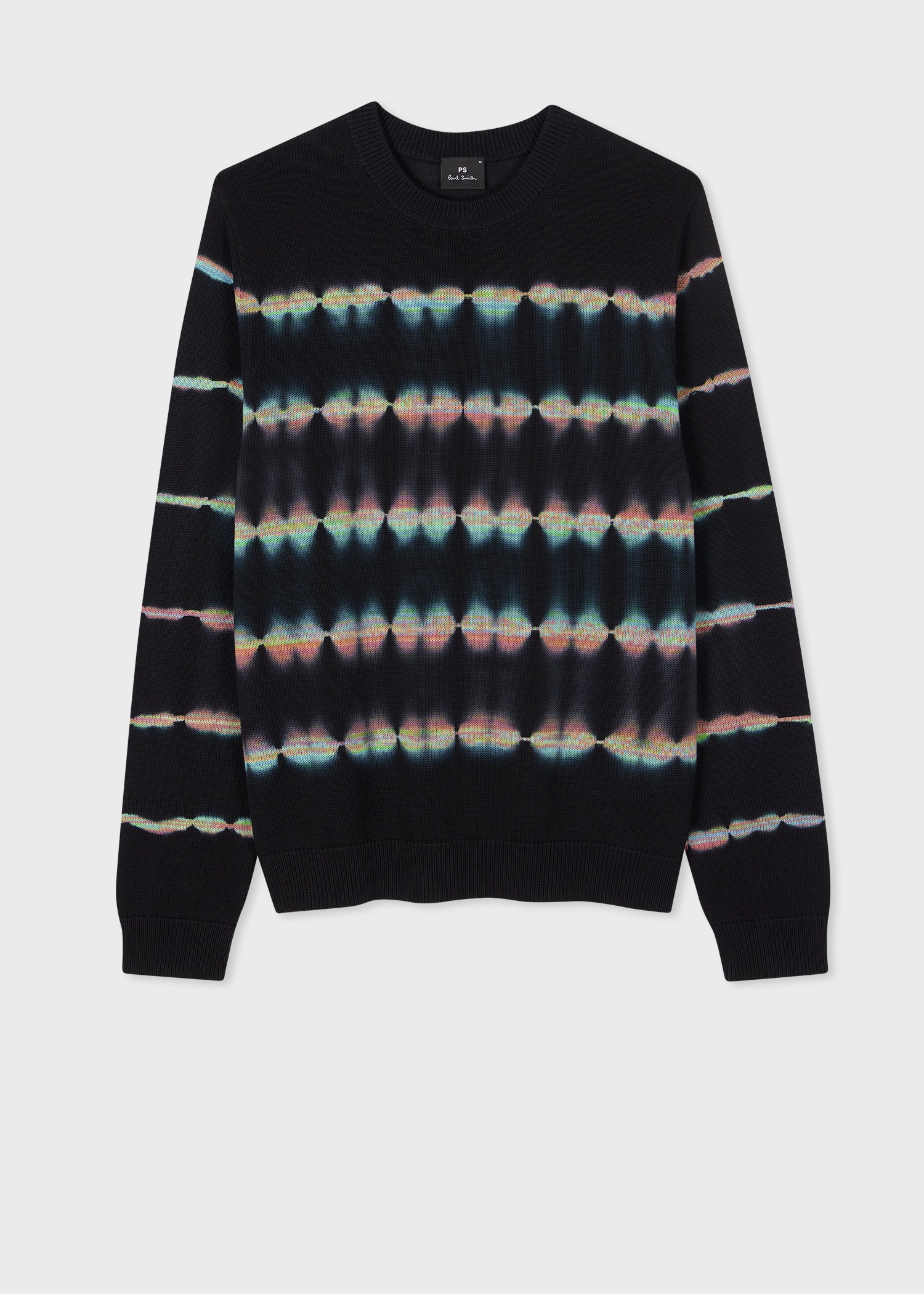 Black Shibori Stripe Cotton Sweater - 1
