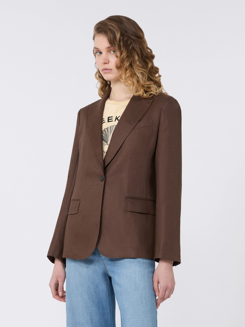NALUT Linen canvas blazer - CHOCOLATE 3