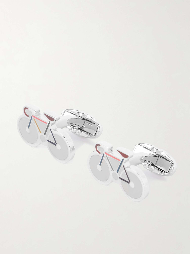 Bike Silver-Tone and Enamel Cufflinks - 1