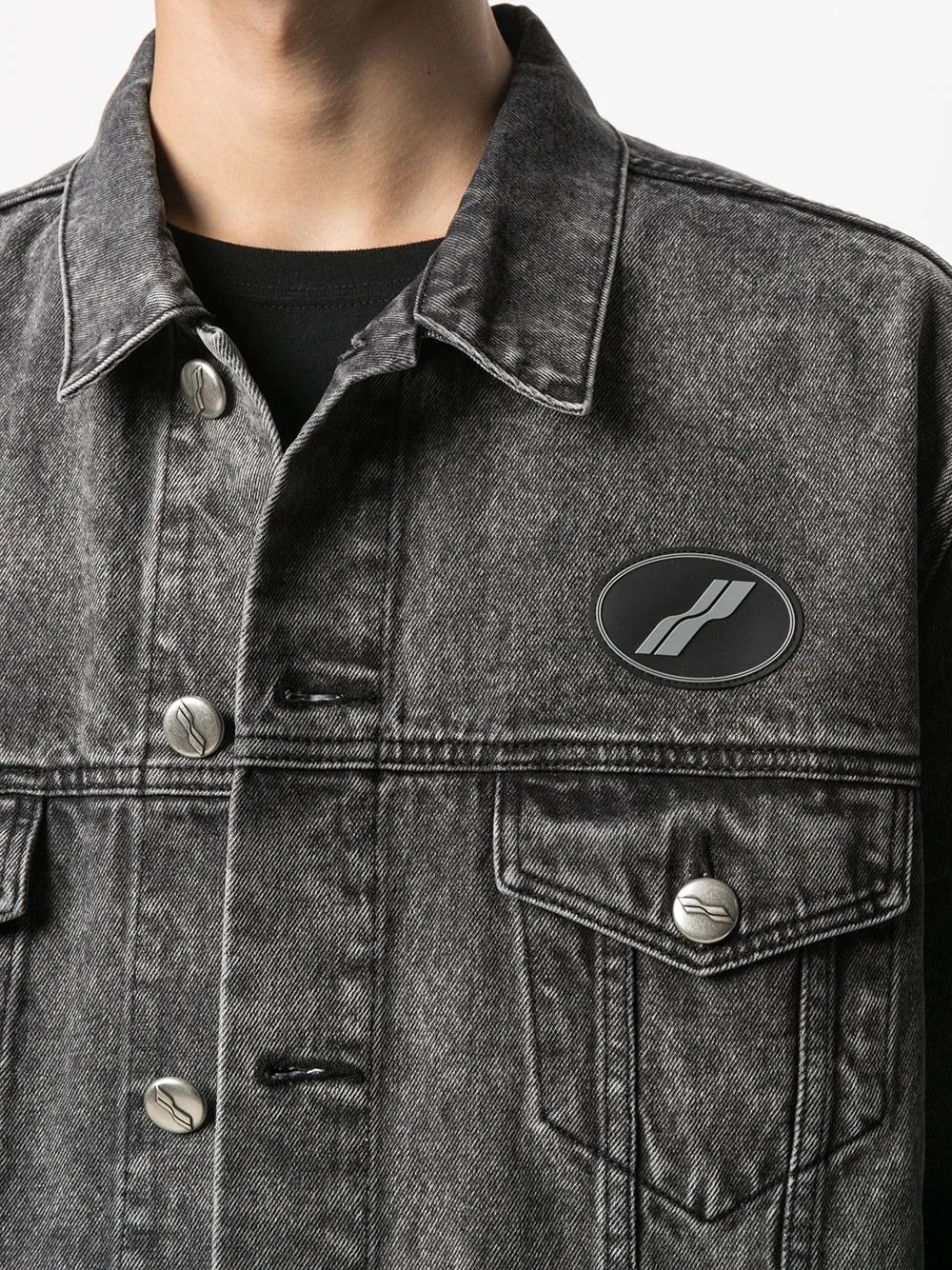 logo patch denim jacket - 5