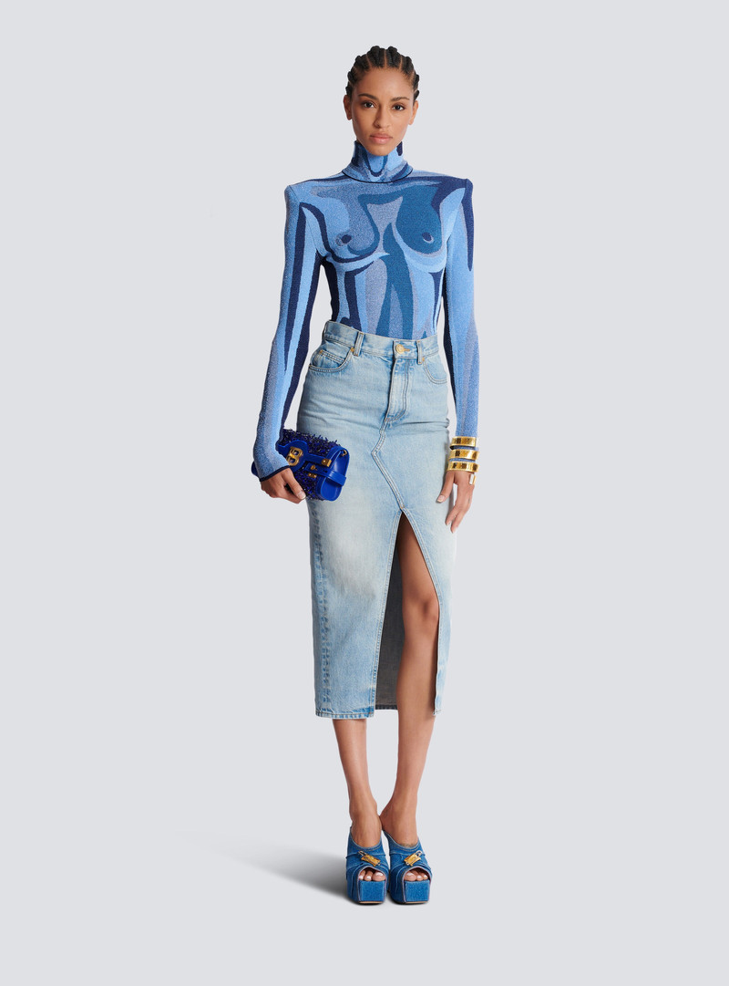 Balmain Denim midi skirt outlook