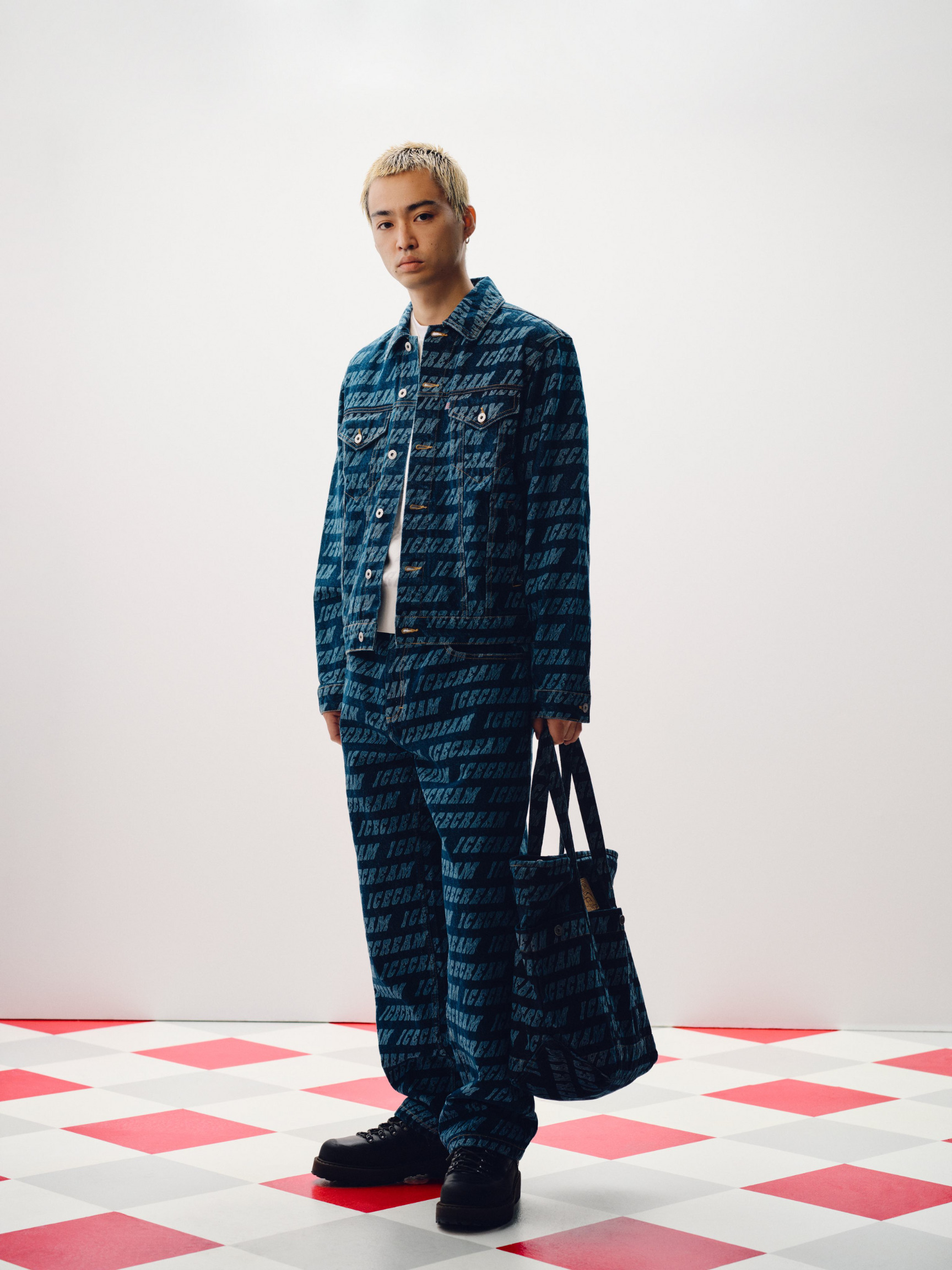 REPEAT LOGO DENIM TOTE BAG - 2
