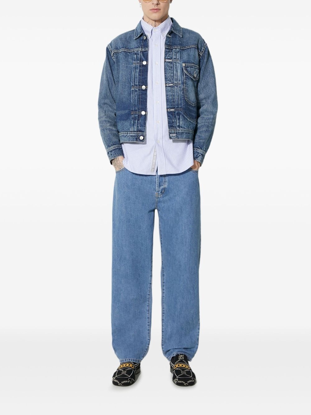 heart-patch denim jacket - 1