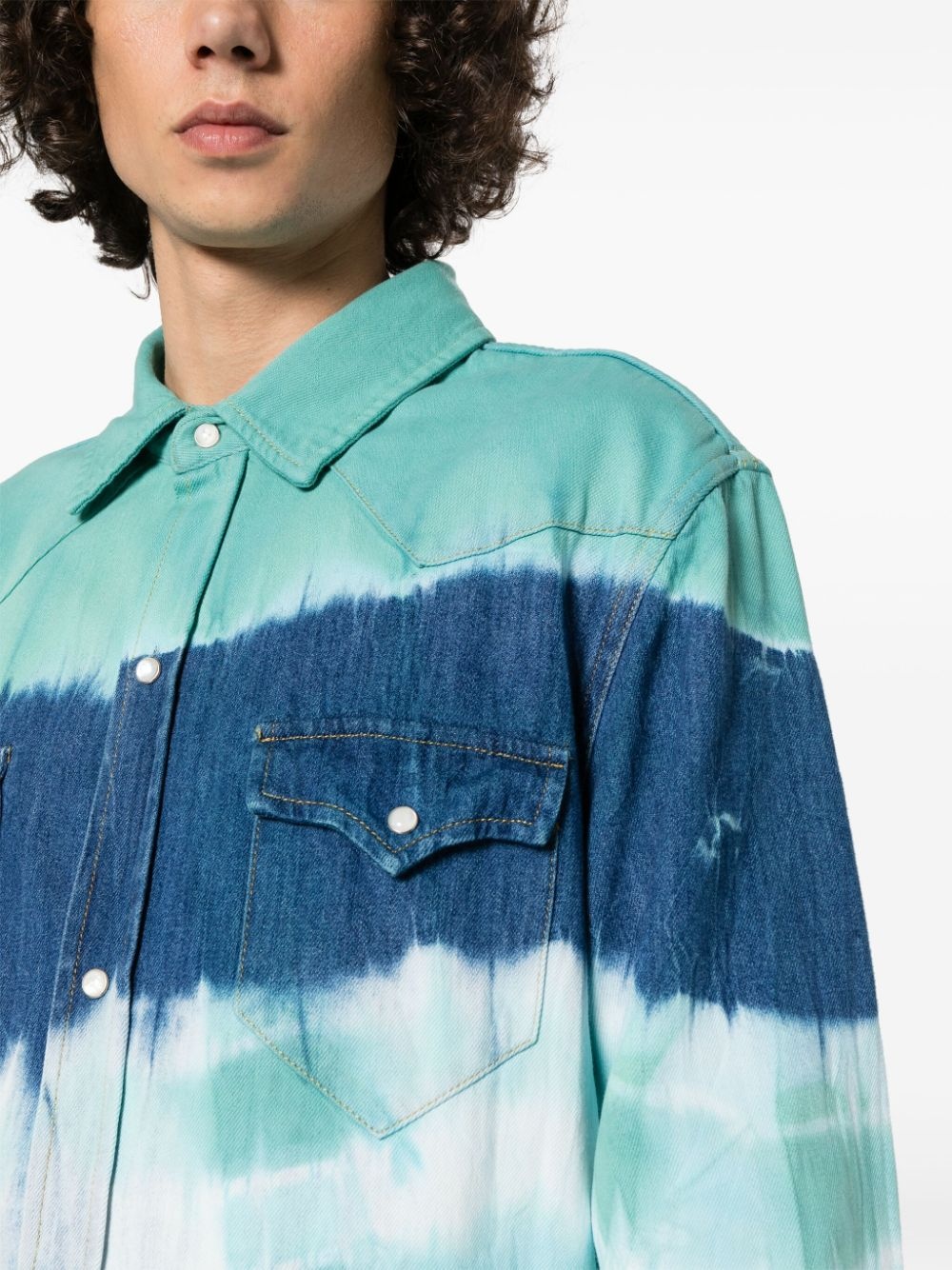 tie-dye print cotton shirt - 5