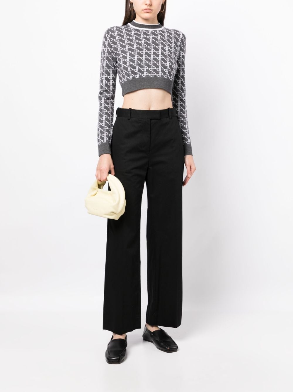 jacquard merino cropped jumper - 2