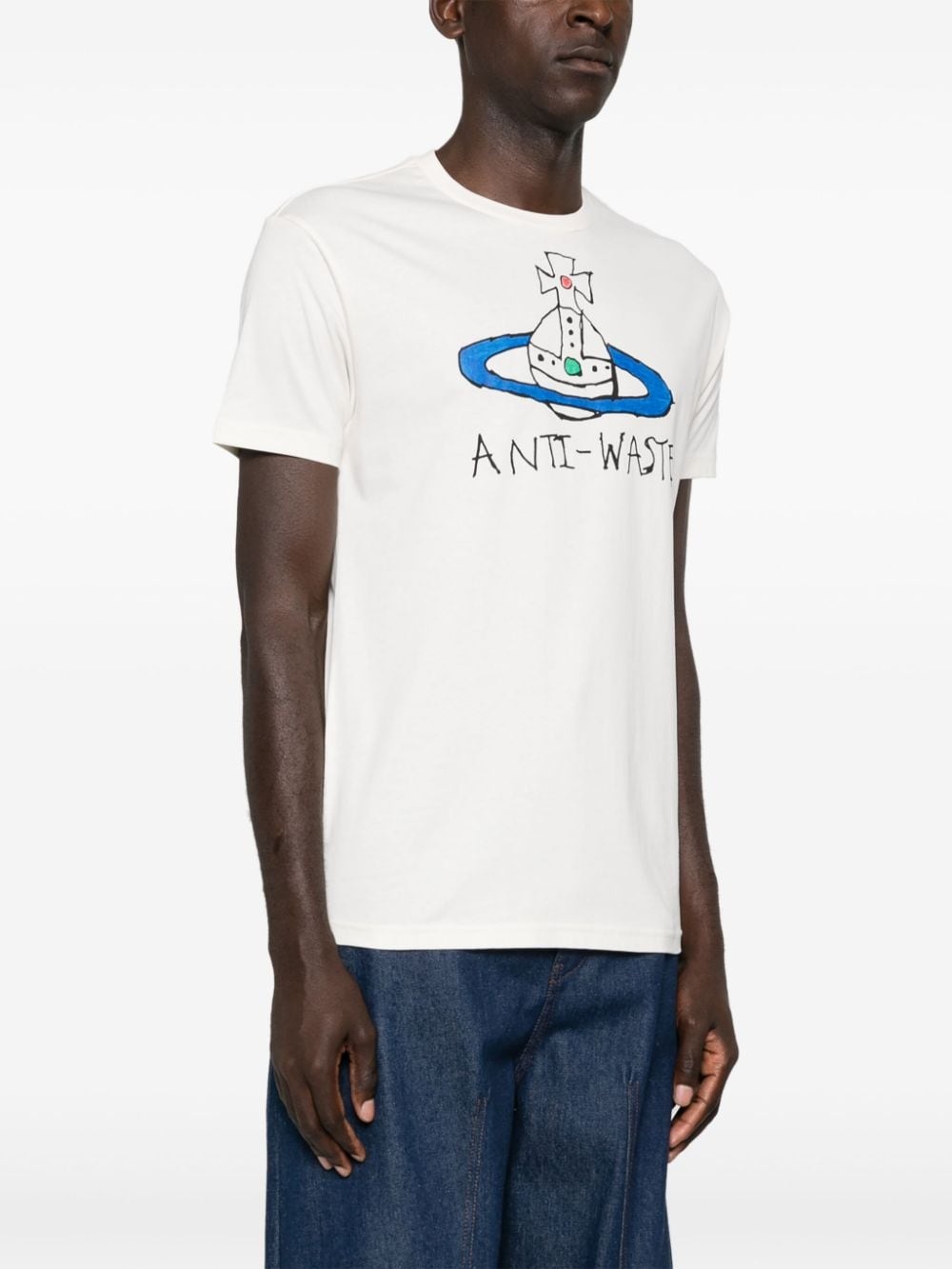 【VIVIENNE WESTWOOD】Antiwaste T-Shirt Cream Vivienne Westwood Anti-Waste printed cotton T-shirt - T