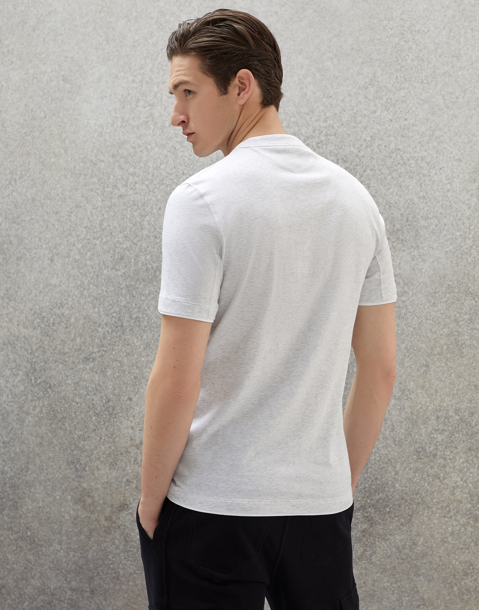 Cotton jersey slim fit crew neck T-shirt with logo and faux-layering - 2