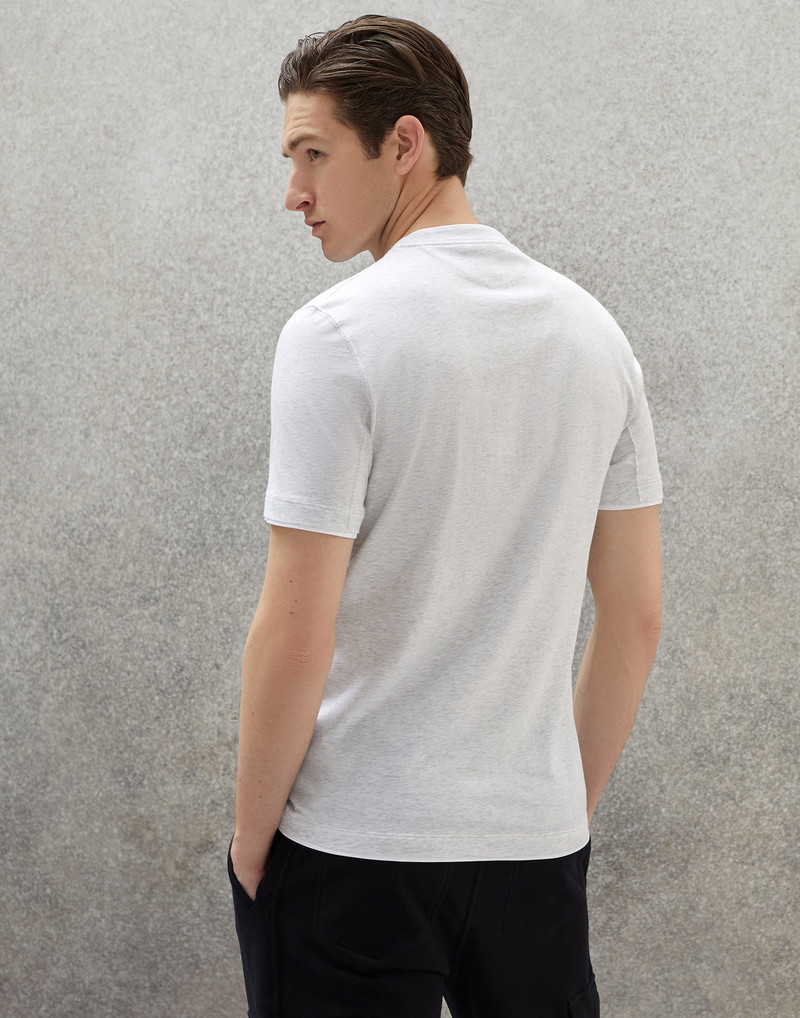 Brunello Cucinelli Cotton jersey slim fit crew neck T-shirt with logo and faux-layering outlook