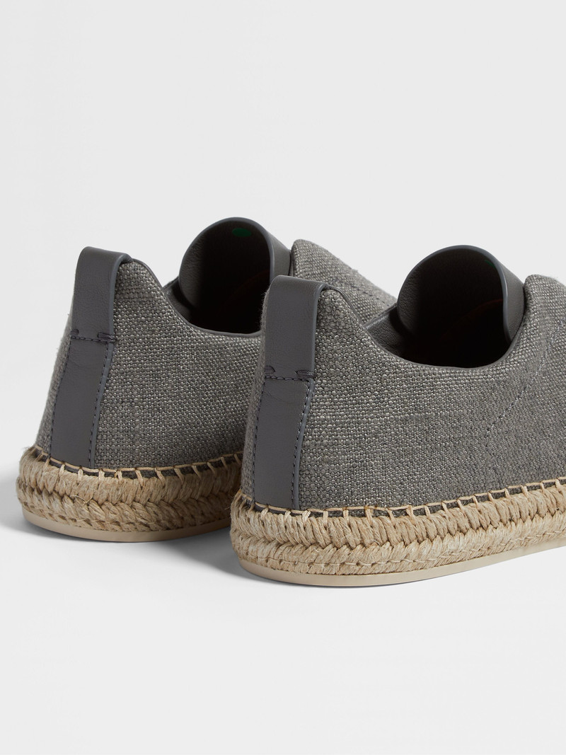 ZEGNA GREY MÉLANGE LINEN AND LEATHER TRIPLE STITCH™ ESPADRILLES outlook