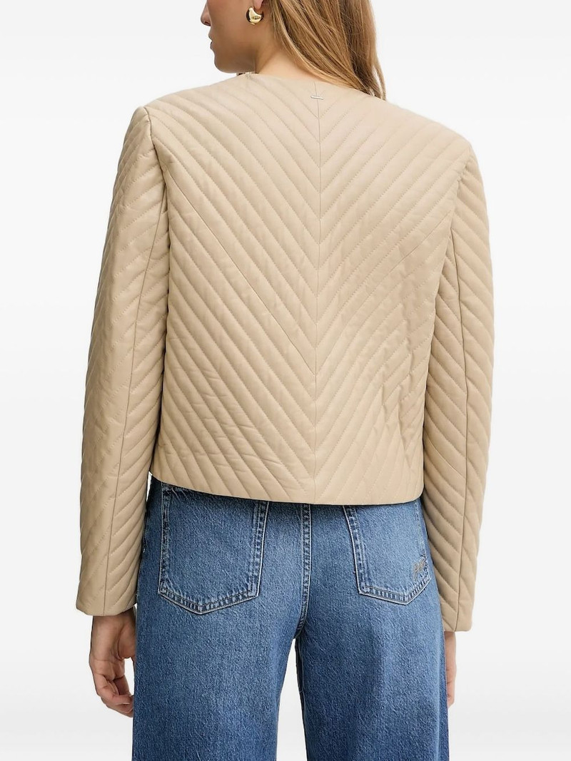 BOSS diagonal-quilted leather jacket outlook