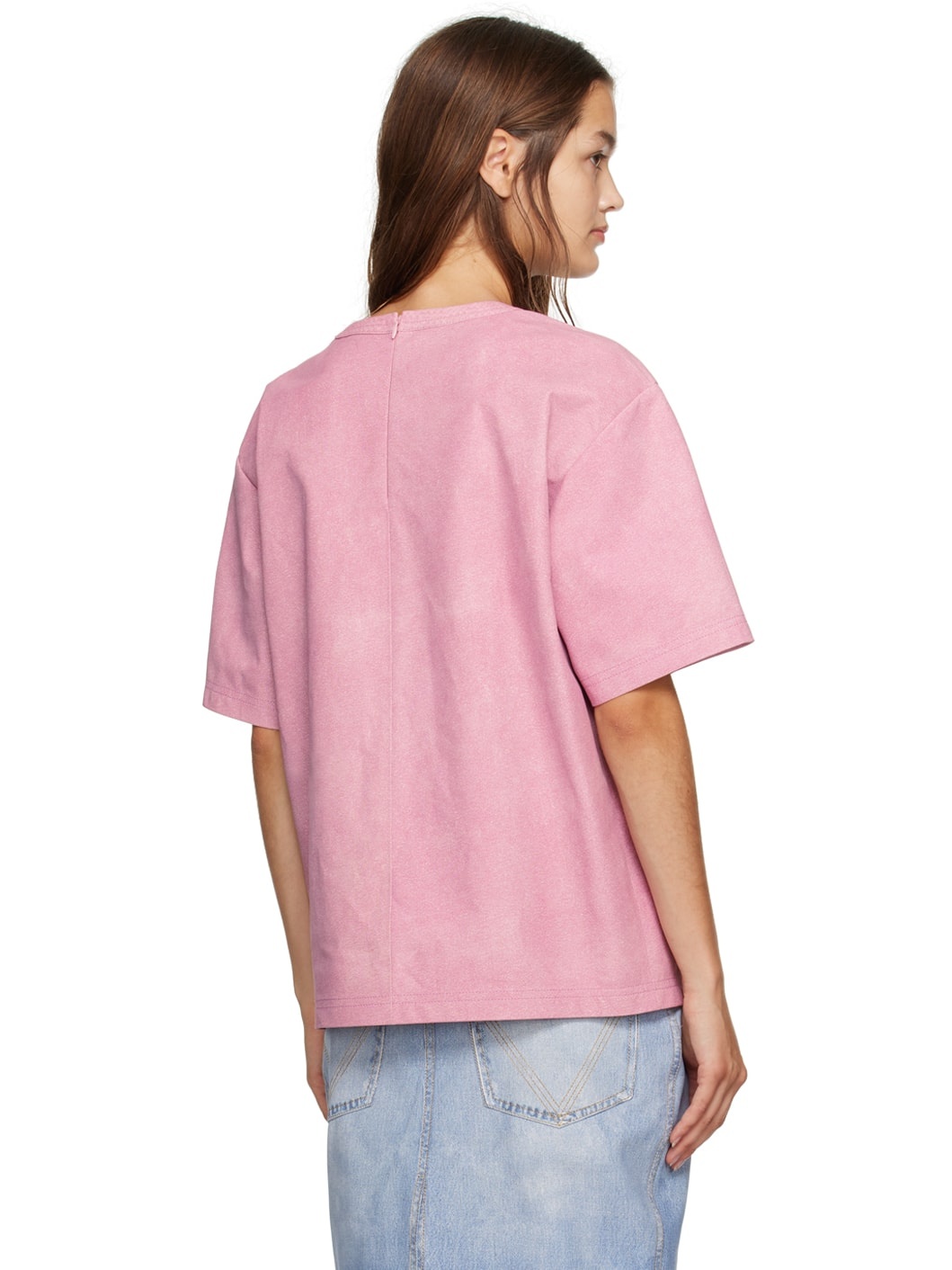 Pink Printed Leather T-Shirt - 3