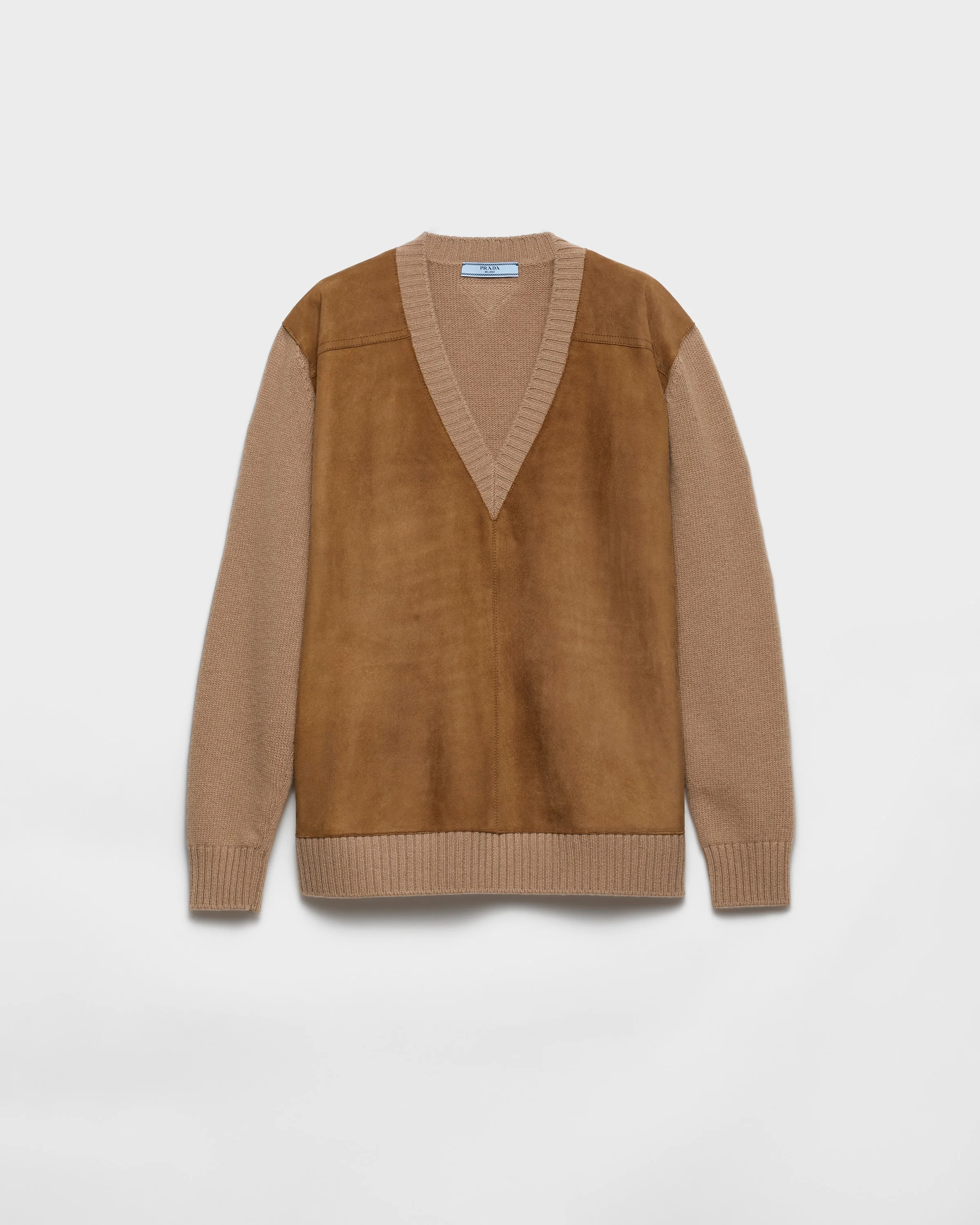Cashmere, wool and suede sweater - 1