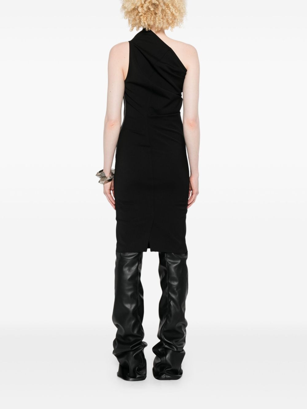 one-shoulder zip-fastening mini dress - 4