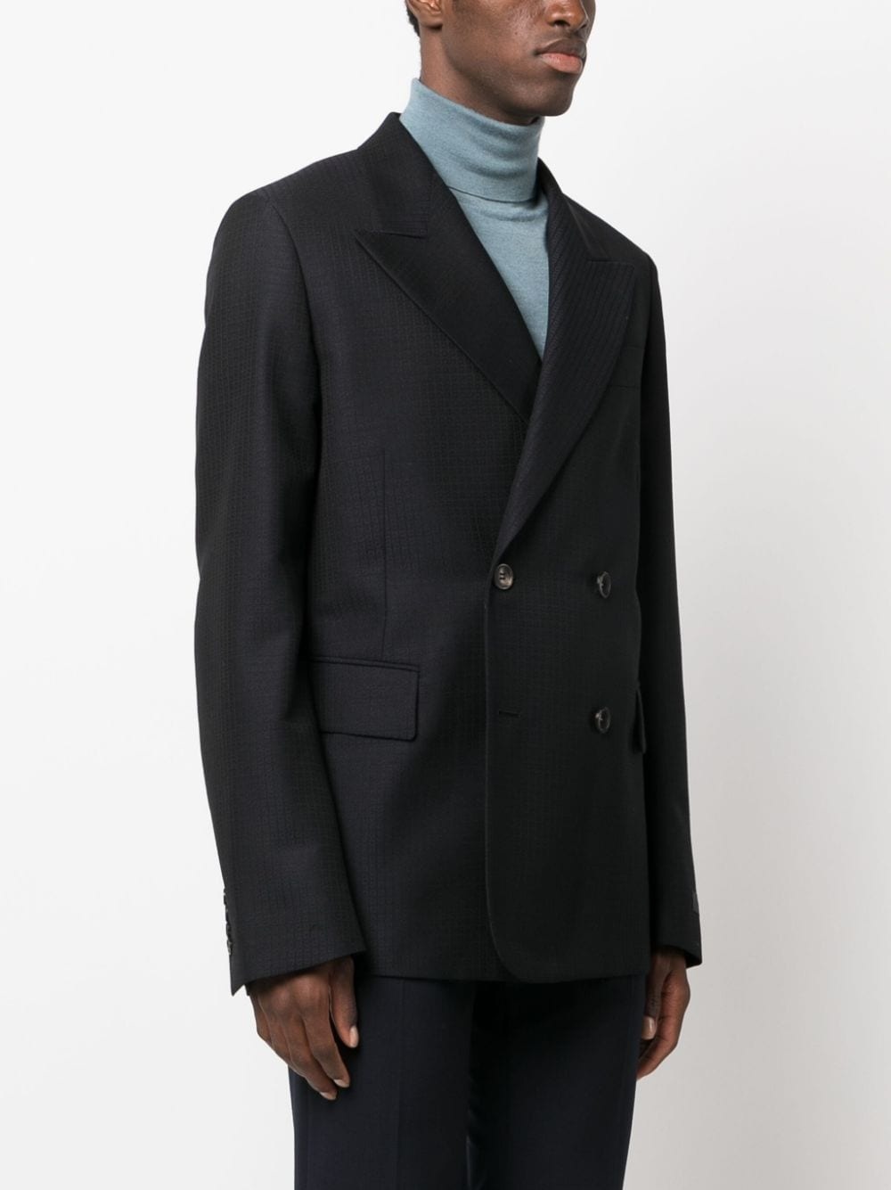 checked double-breasted blazer - 3